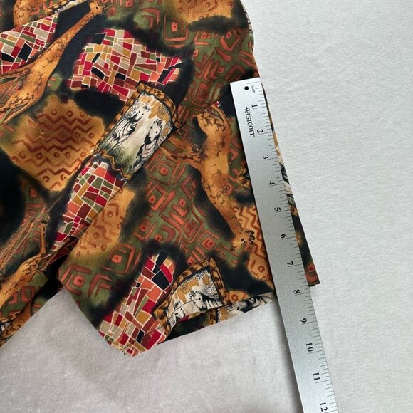 Silky Scrubs Shirt Mens Size M Southwestern Zebra Print Medical Uniform Brown - Picture 9 of 11